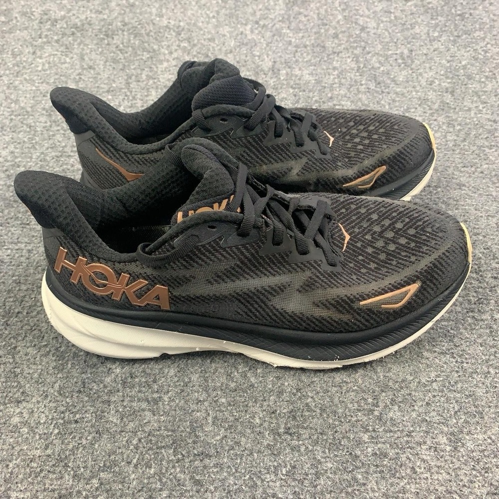 Hoka One One Clifton 9 Shoes Womens Size 9 Black Running Sneakers Cushioned
